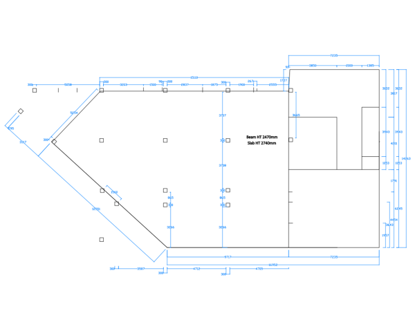 Architectural blueprint displaying detailed measurements and layout of a home, with clear annotations for beams, slabs, and room dimensions. This blueprint serves as a precise roadmap for constructing a contemporary dwelling, showcasing meticulous measurements and the strategic placement of structural elements. Each line and number indicates the thoughtful planning that goes into creating a solid and efficient space. Annotations for beam heights and slab thickness ensure stability and safety, while the dimensions of each room promise comfortable living areas. The architectural design balances practicality with potential, providing a clear vision of a modern home where every square inch is accounted for, setting the stage for both aesthetic appeal and livability.